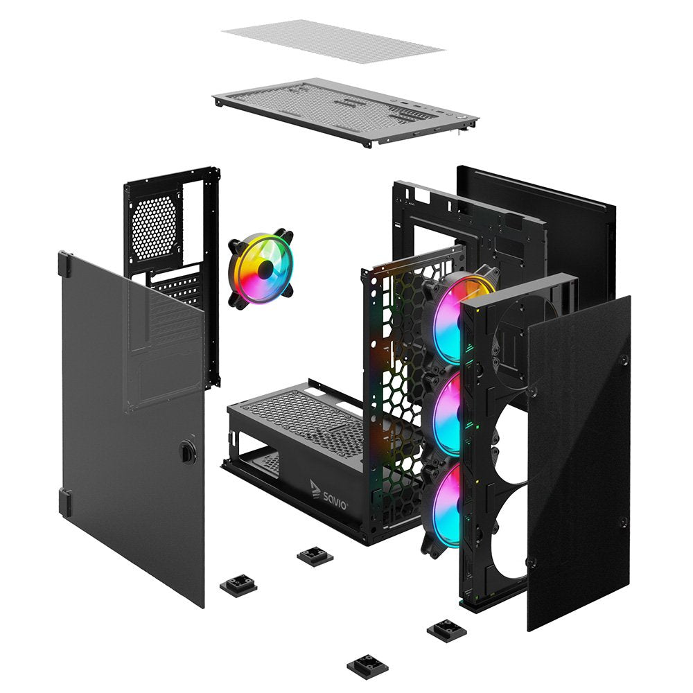 Caja Pc Savio Prime X1 Argb Glass Black