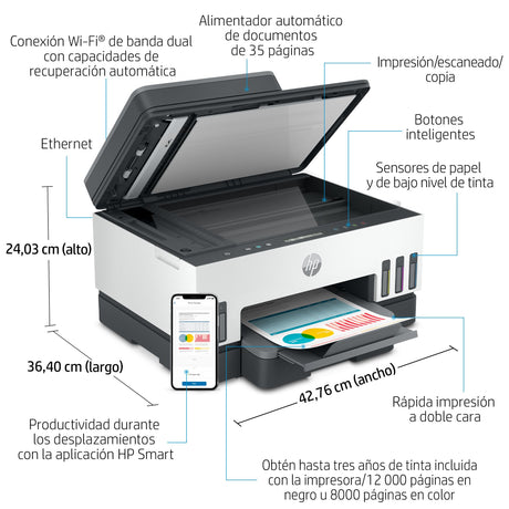 EAN 0195908302490 - HP Smart Tank 7305 All-in-One Printer Inyección de tinta térmica A4 4800 x 1200 DPI 15 ppm Wifi imagen 6