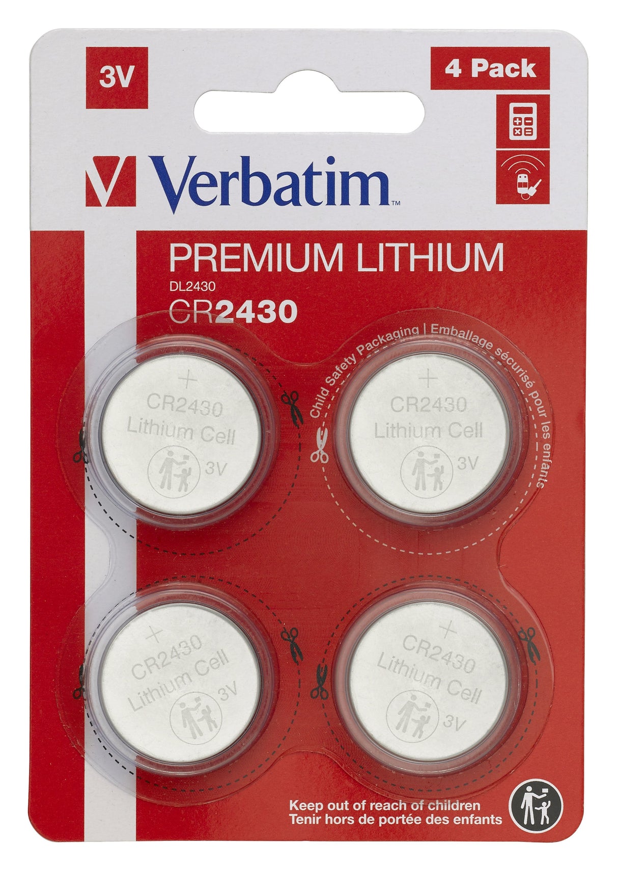 Verbatim Pilas Planas De Litio 3v - Cr2430 (4 Pack)