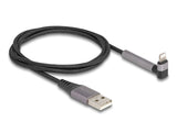 Delock 85404 Cable De Datos Y Carga Usb Tipo-A A Lightning Para Iphone, Ipad, Ipod Acodado Con Función De Soporte Negro 1,5 M Mfi