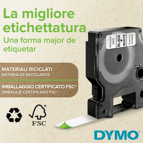EAN 5411313452212 - DYMO D1 Standard - White on Black - 19mm cinta para impresora de etiquetas Blanco sobre negro imagen 5