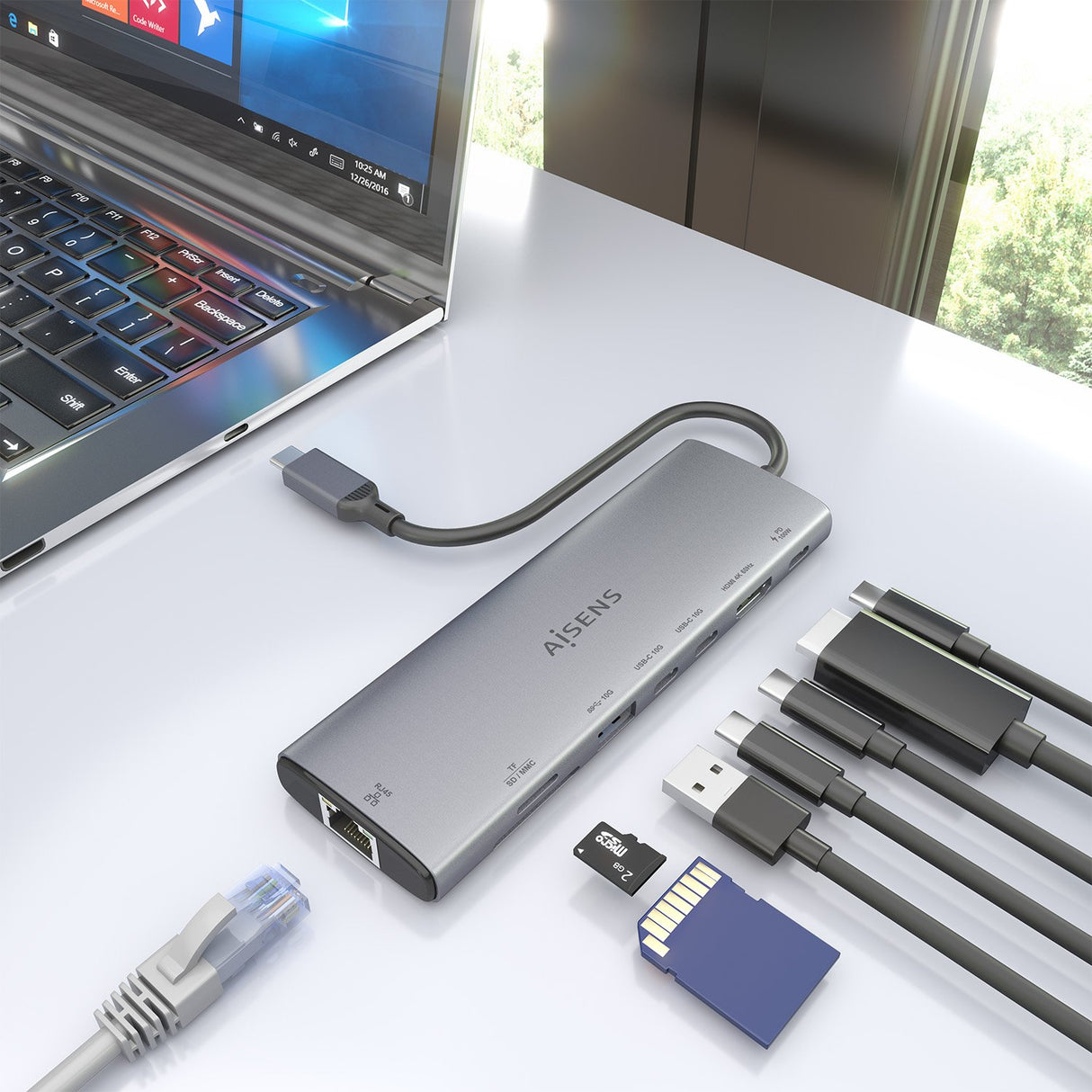 EAN 8435739903612 - AISENS ASUC-8P033-GR base para portátil y replicador de puertos Alámbrico USB 3.2 Gen 1 (3.1 Gen 1) Type- imagen 6