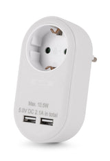 Entac Meckdosenadaptador + 2x Usb-A Blanco