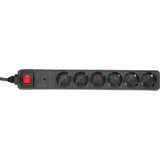 Inline Regleta 6 Tomas Con Protección 6x Tipo F Con Interruptor Negro 1.5m