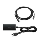 Baseus Hub Gan5 Pro Fast Charger C+C+U+Hdmi With Power Cable 1.5m + Type-C To Type-C Cable (1m, 100w, 40gb/S), Black Eu (Ccgp110201)