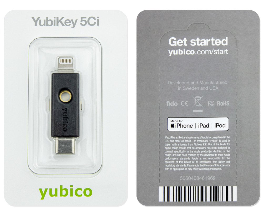 Yubikey 5ci - Usb-C + Lightning, Clave / Token Con Autenticacion Multifactor, Soporte Openpgp Y Smart Card (2fa)