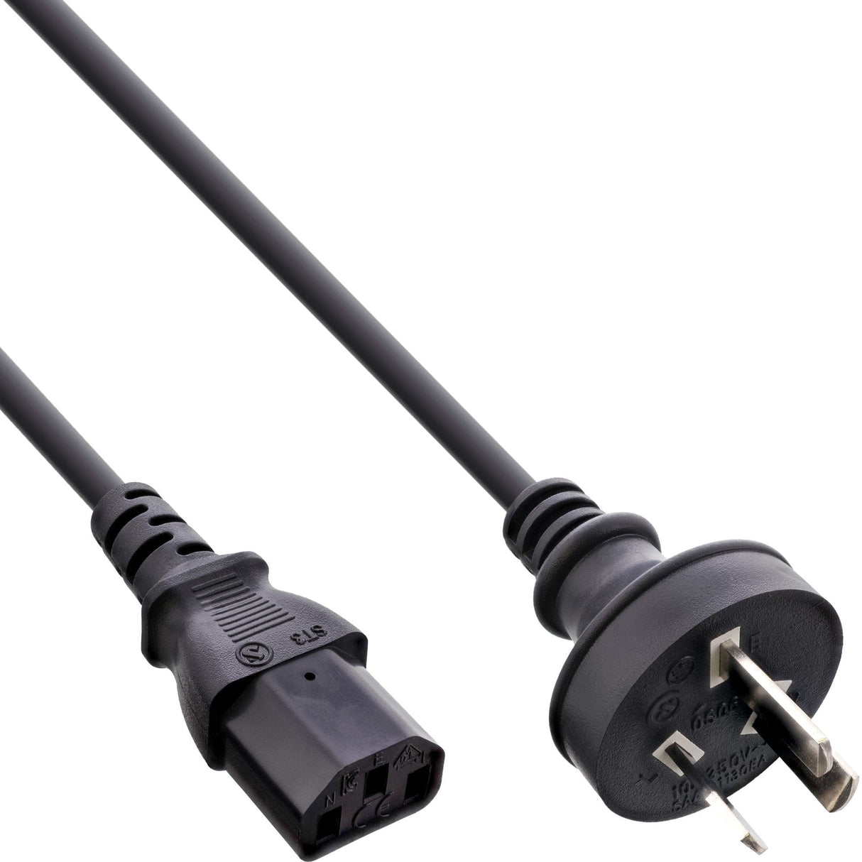 Cable De Alimentación Inline, Australia A 3 Pines Iec C13, Negro, 0,5 M