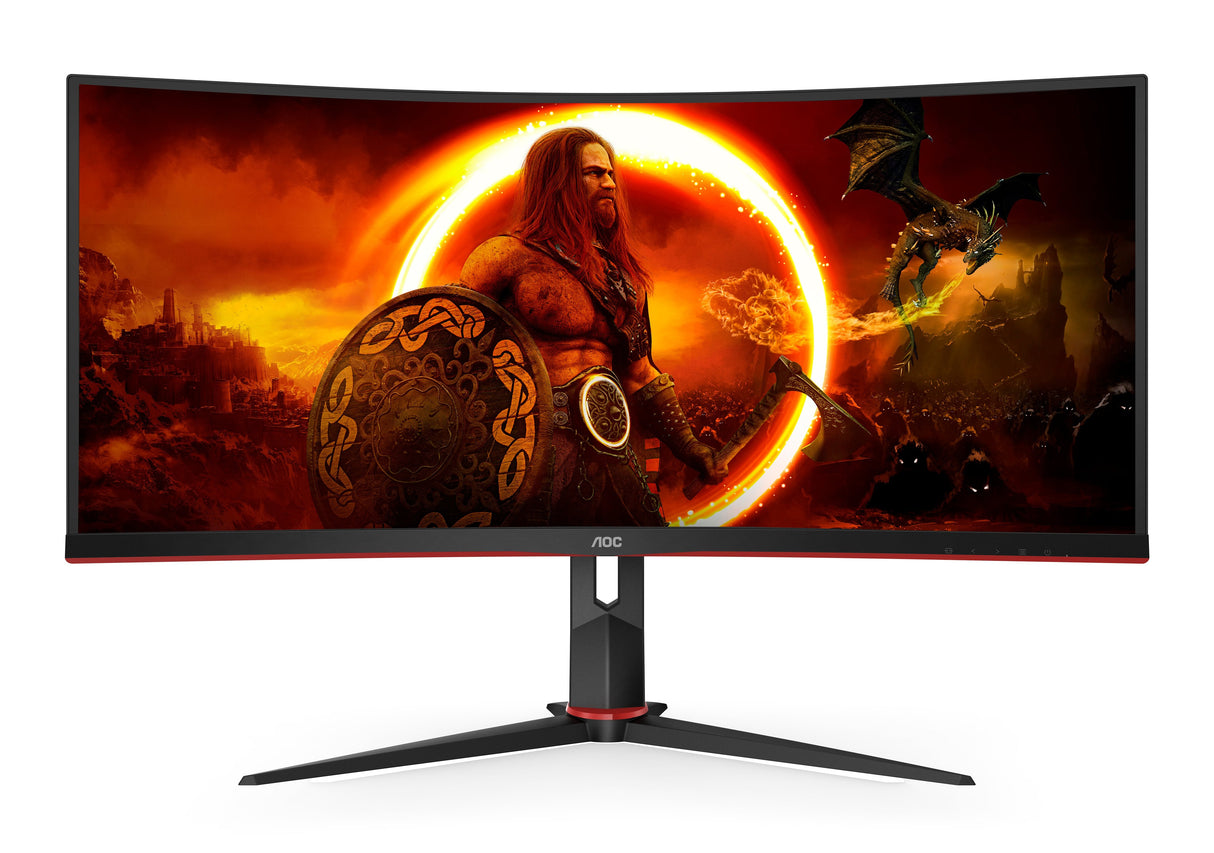 Monitor Aoc Cu34g2xp Bk 34" 3440x1440 Va 180hz High Adjustable Stand Hdr400 Freesync Premium Usb Hub 4x3.0 2xdp 2xhdmi
