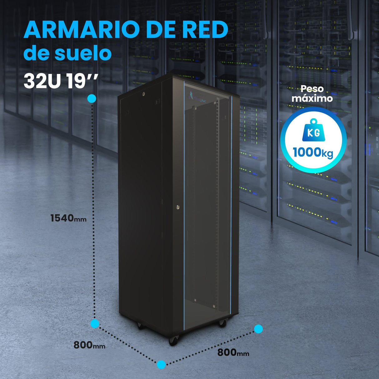 Armario Rack Extralink 32u 800x800 Negro