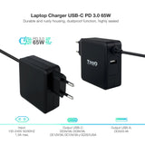 Tooq Cargador Universal Para Portatil 65w Usb-C - Compatible Con Pd - Cable De 1.80m