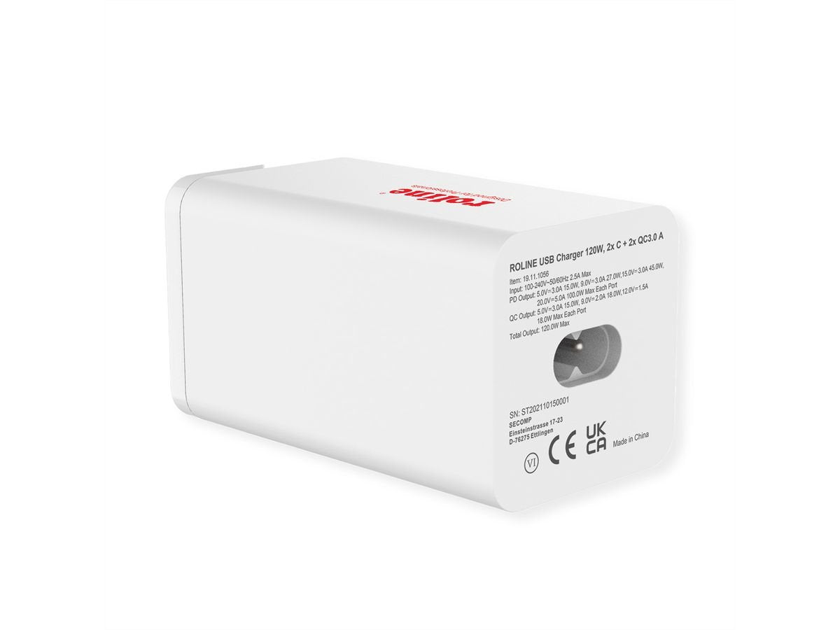 Usb Charger 4 Port (2x Usb-C 2x Usb-A Qc3.0) Max. 120w