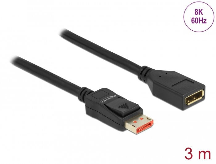 Delock Displayport Verlngerungscable 8k 60 Hz 3 M
