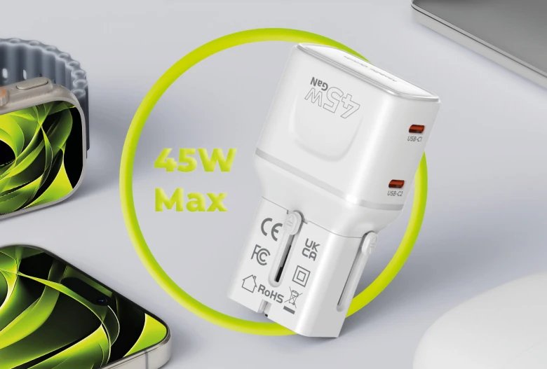 Mobile Origin 45w Travel Adapter Eu/Us/Uk/Au Pw26, White