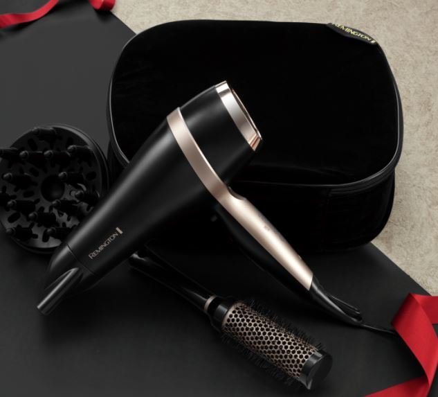 Secador De Pelo Remington D6940gp Salon Smooth + Kit De Cepillo, 2100 W, 3 Ajustes De Calor Y 2 Velocidades, Rejilla Iónica Cerámica, Negro