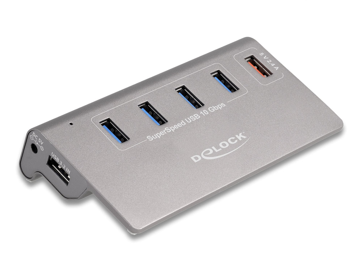 Delock 64182 Hub Usb 10 Gbps Con 4 Puertos Usb Tipo-A + 1 Puerto De Carga Rápida, Incluida La Fuente De Alimentación