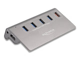 Delock 64182 Hub Usb 10 Gbps Con 4 Puertos Usb Tipo-A + 1 Puerto De Carga Rápida, Incluida La Fuente De Alimentación
