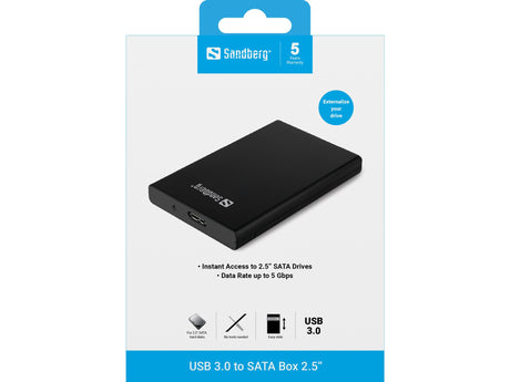 EAN 5705730133893 - Sandberg 133-89 caja para disco duro externo Carcasa de disco duro/SSD Negro 2.5" imagen 2