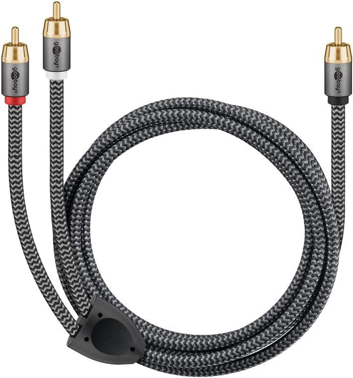 Cable  5,0m 1xrca M A 2xrca Macho Subwoofer Flexiplus Nylon Goobay