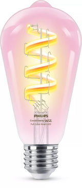 Bombilla Wiz Philips Smart Wifi Filament Clear St64 E27 6.3w 470lm Rgb