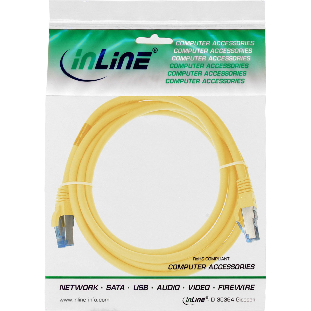 Cable De Red Inline S/Ftp Pimf Cat.6a Libre De Halógenos 500mhz Amarillo 3m