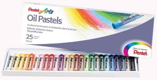 Pentel Oil Pastels Pack De 25 Pasteles Oleo - Blandos, Cremosos Y De Secado Lento - Colores Surtidos