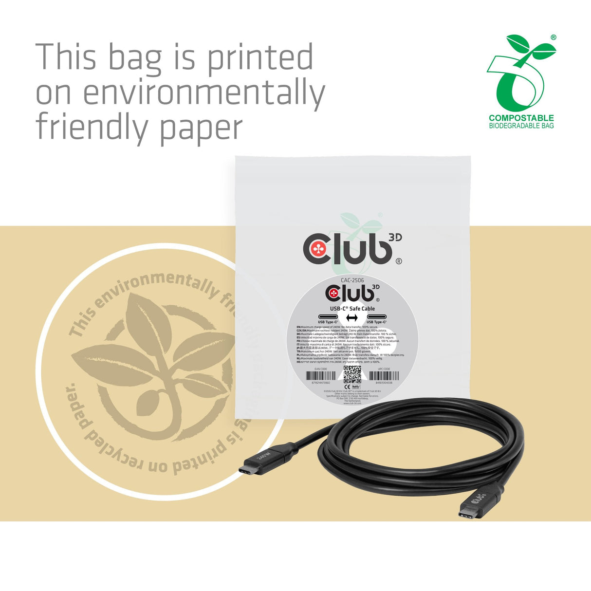 Club3d Usb-C Sicherheitsladecable 240w 2m M M