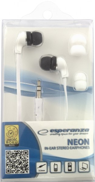 Auriculares Esperanza Eh147w Neon - Audio Stereo Earphones White