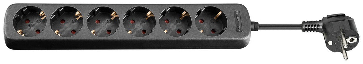 Regleta De  6 Tomas Sin Interruptor Negra Y 1,5 M Goobay 16a 3500w