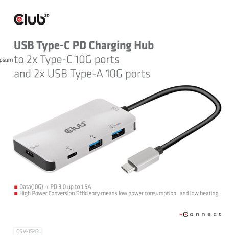 EAN 8719214472061 - CLUB3D CSV-1543 base para portátil y replicador de puertos USB 3.2 Gen 2 (3.1 Gen 2) Type-C Negro, Plata imagen 4