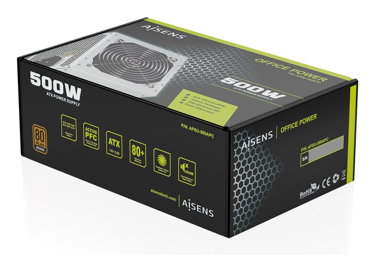EAN 8436574709643 - AISENS APSU-500APC unidad de fuente de alimentación 500 W 20+4 pin ATX ATX Blanco imagen 3