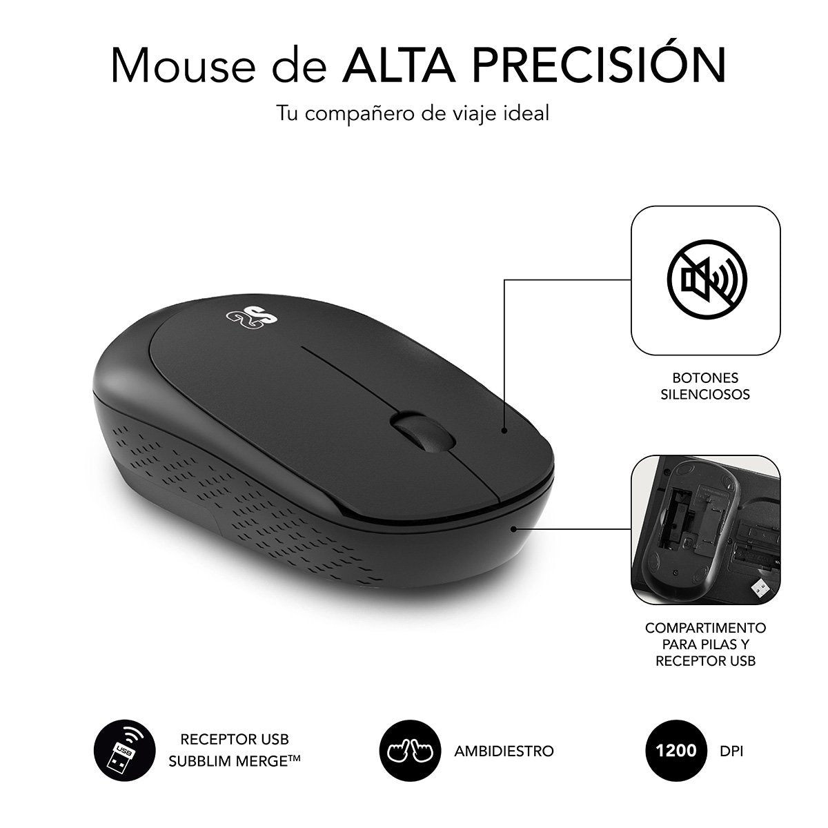Teclado Y Ratón Inalámbrico Subblim Combo Business Slim Cssw10 Negro