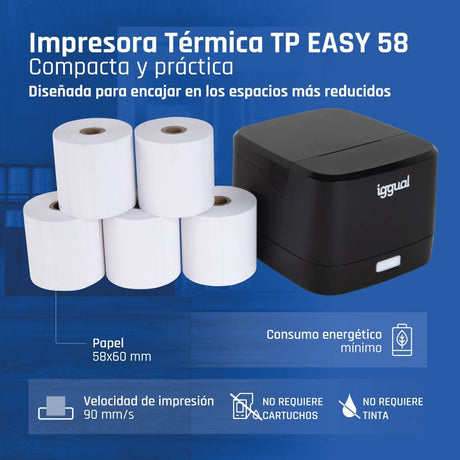 EAN 8435364318836 - iggual TP Easy 58 203 x 203 DPI Alámbrico Transferencia térmica Impresora de recibos imagen 8