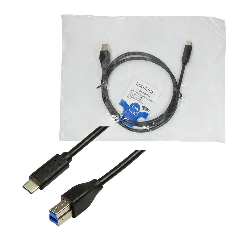 Logilink - Usb 3.2 Gen1x1 Cable, Usb-C Male To Usb-B Male, 1m