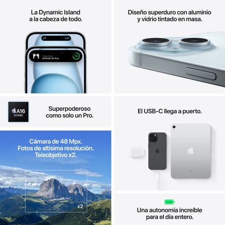 EAN 0195949035999 - Apple iPhone 15 15,5 cm (6.1") SIM doble iOS 17 5G USB Tipo C 128 GB Negro imagen 7