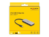 Delock 64261 Concentrador Usb Type-C De Usb 10 Gbps Con 4 X Usb Type-C Hembra Y Pd De 85 Vatios