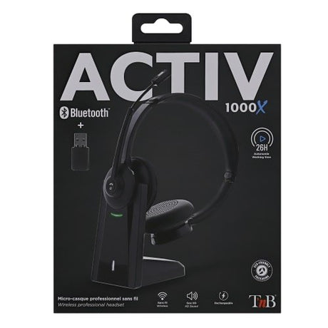 EAN 3303170111154 - T'nB ACTIV 1000X Auriculares Inalámbrico Diadema Llamadas/Música Bluetooth Base de carga Negro imagen 4