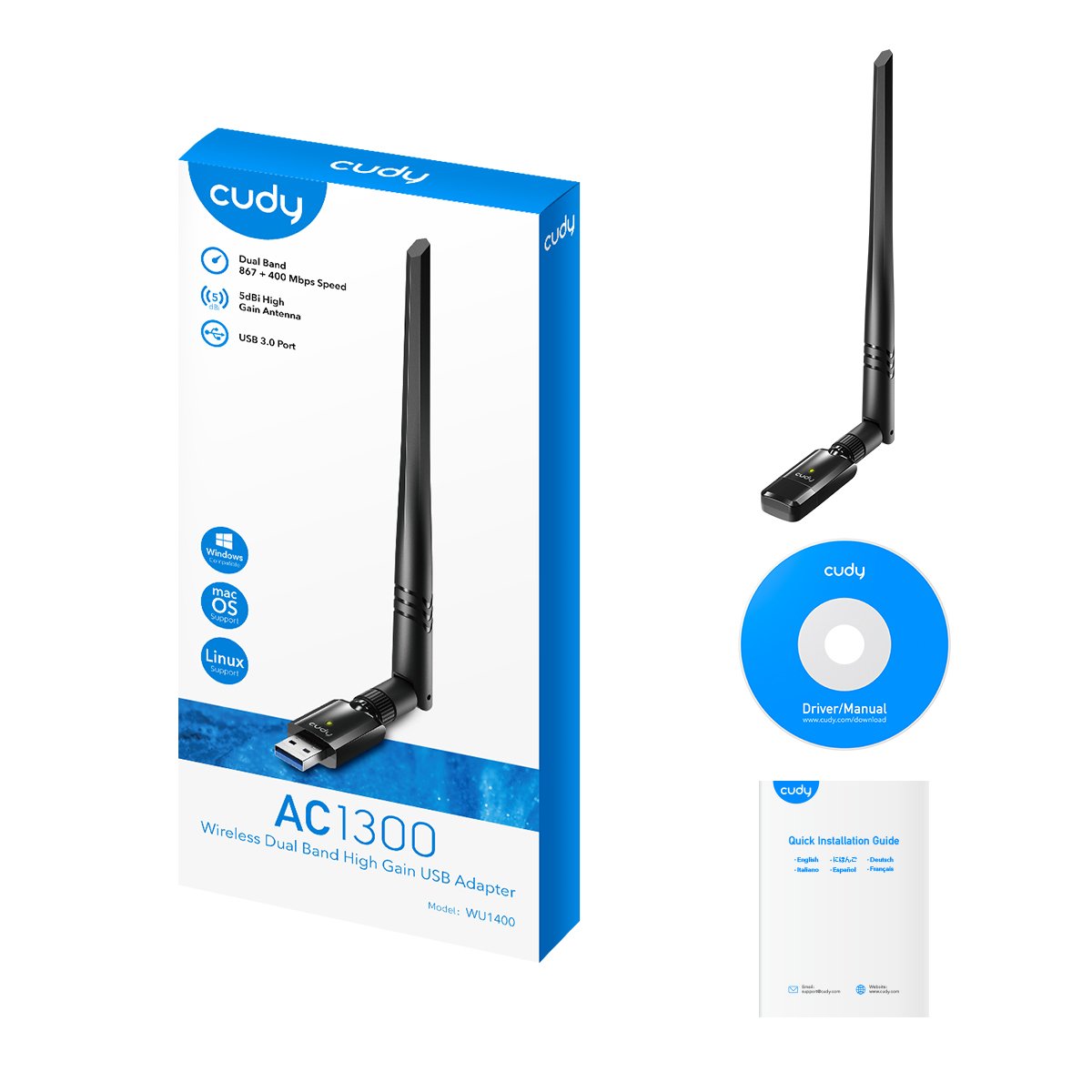 EAN 6971690791230 - Cudy WU1400 adaptador y tarjeta de red WLAN 867 Mbit/s imagen 2