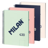 Milan Libreta Con Espiral A4 80 Hojas 95gr Papel Blanco Serie 1918 Pack 4 Colores Surtidos
