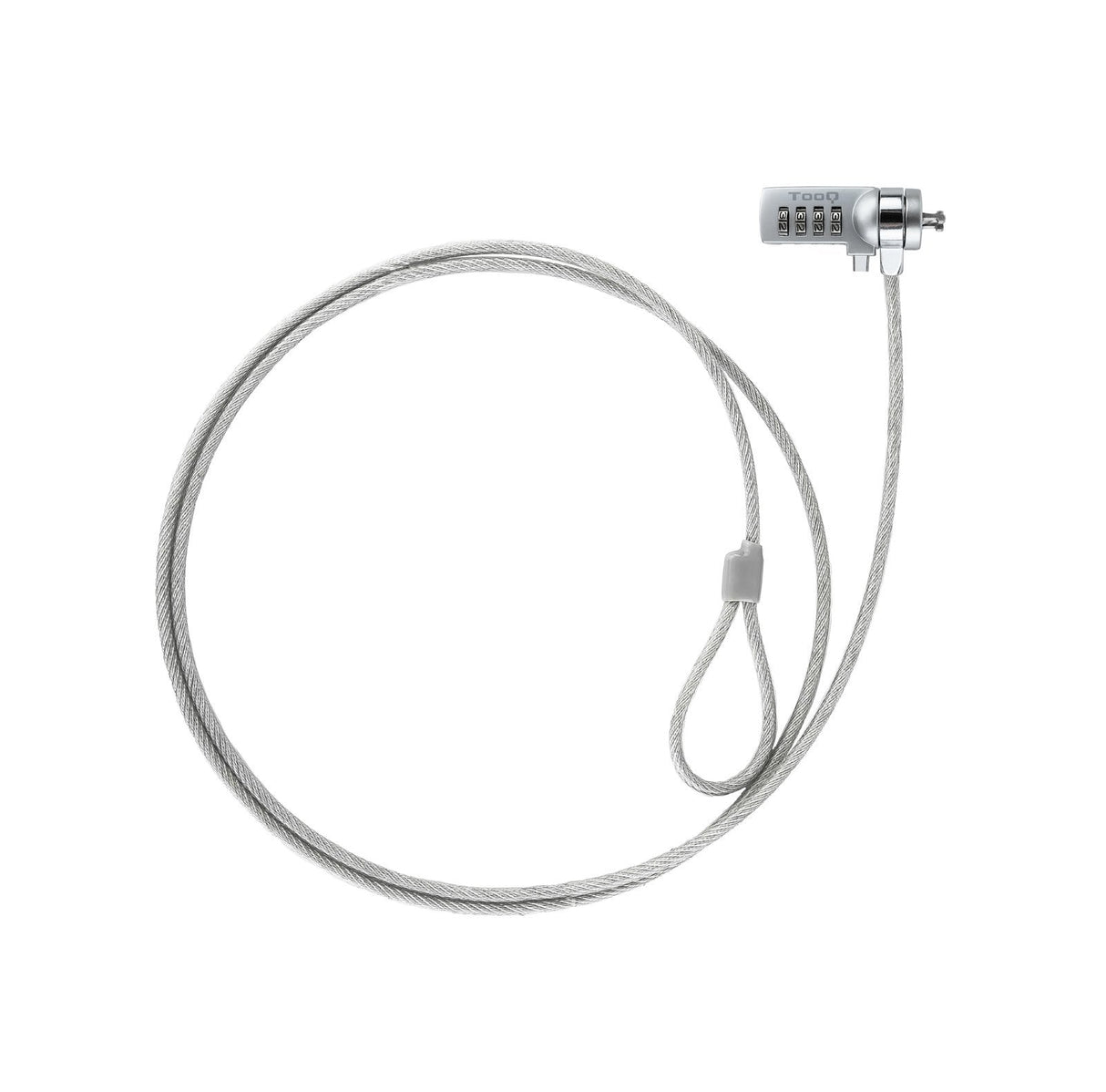 Tooq Cable De Seguridad Universal Con Combinacion Para Portatiles - Bloqueo De 4 Digitos - Acero 4.5mm - Longitud 1.50m