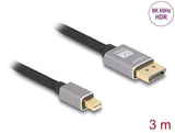 Delock 81093 Cable Mini Displayport A Displayport 8k 60 Hz 3 M Gris Metal Sin Pestillo