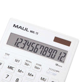 Maul Calculadora Bolsillo Mxl 12  Pantalla Grande De 12 Dígitos  Calculadora Grande Con Funciones Comerciales  Calculadora Con Batería Y Energía Solar  20,5 X 15,5 X 3,5 Cm  Blanco