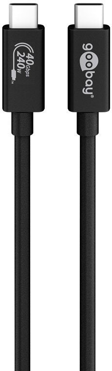 Cable De  0,70m Usb 4 G3x2 40gbps Pd240w Usb-C Macho A Usb-C Macho Negro Video 8k@60hz Datos Y Carga