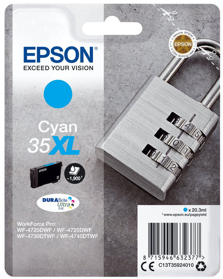 EAN 8715946632377 - Epson Padlock C13T35924010 cartucho de tinta 1 pieza(s) Original Alto rendimiento (XL) Cian imagen 1