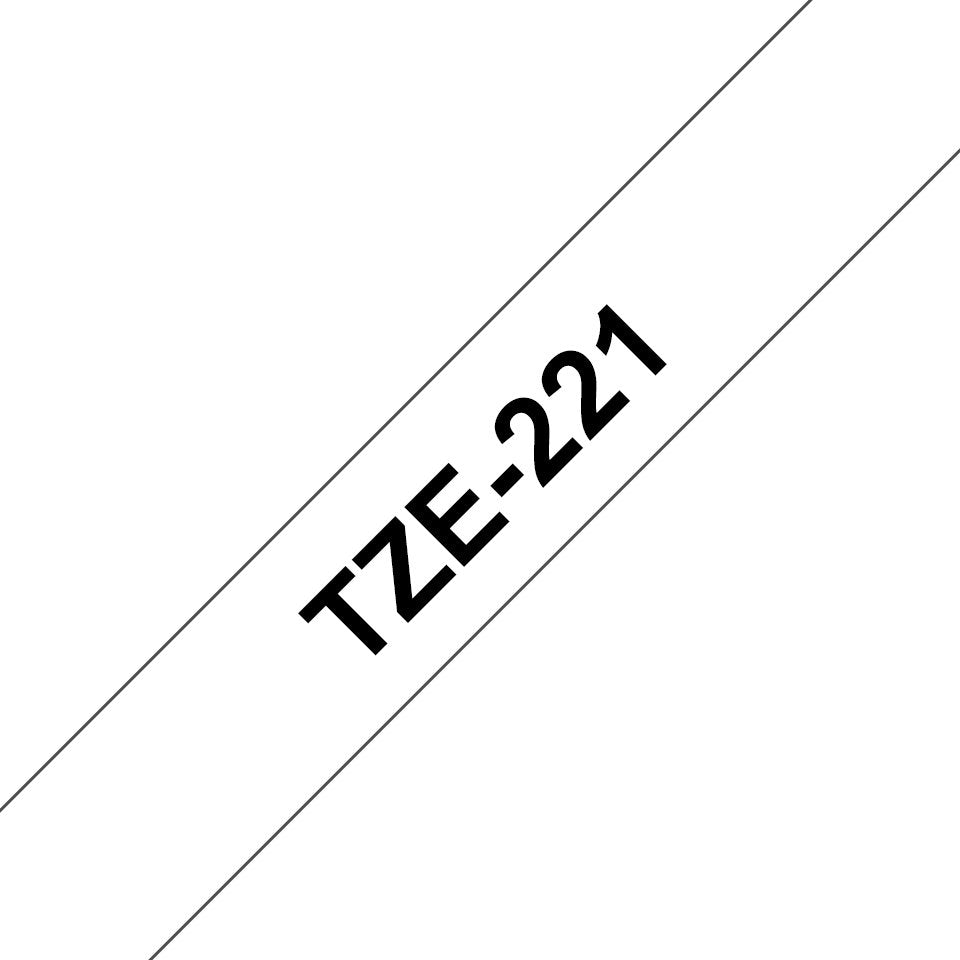 Brother Cinta Mecanográfico Negro Sobre Blanco Tze-221 Tz-221 9 Mm X 8 M, Laminado