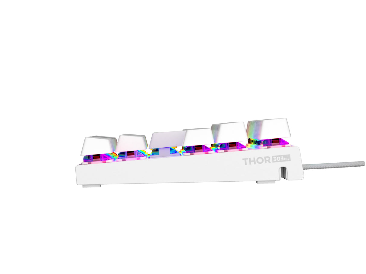 Teclado (Ingles) Mecánico Gaming Genesis Thor 303 Tkl Blanco Ee. Uu. Rgb