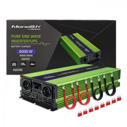 EAN 5901878519456 - Qoltec Monolith adaptador e inversor de corriente Auto 6000 W Verde imagen 3