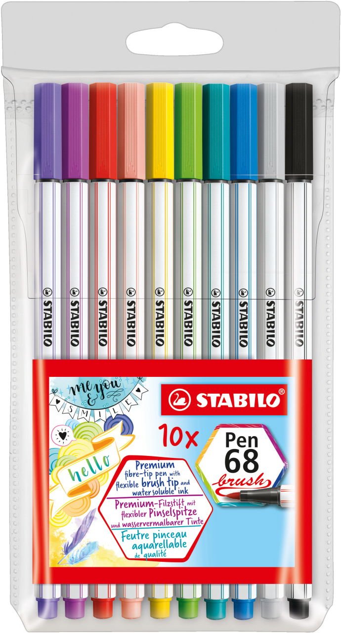 Stabilo Rotuladores Pen 68 Brush Estuche De Plástico 10 C/Surtidos