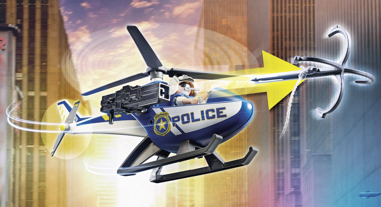 Playmobil Ciudad Helicoptero De Policia Persecucion Del Vehiculo Huido