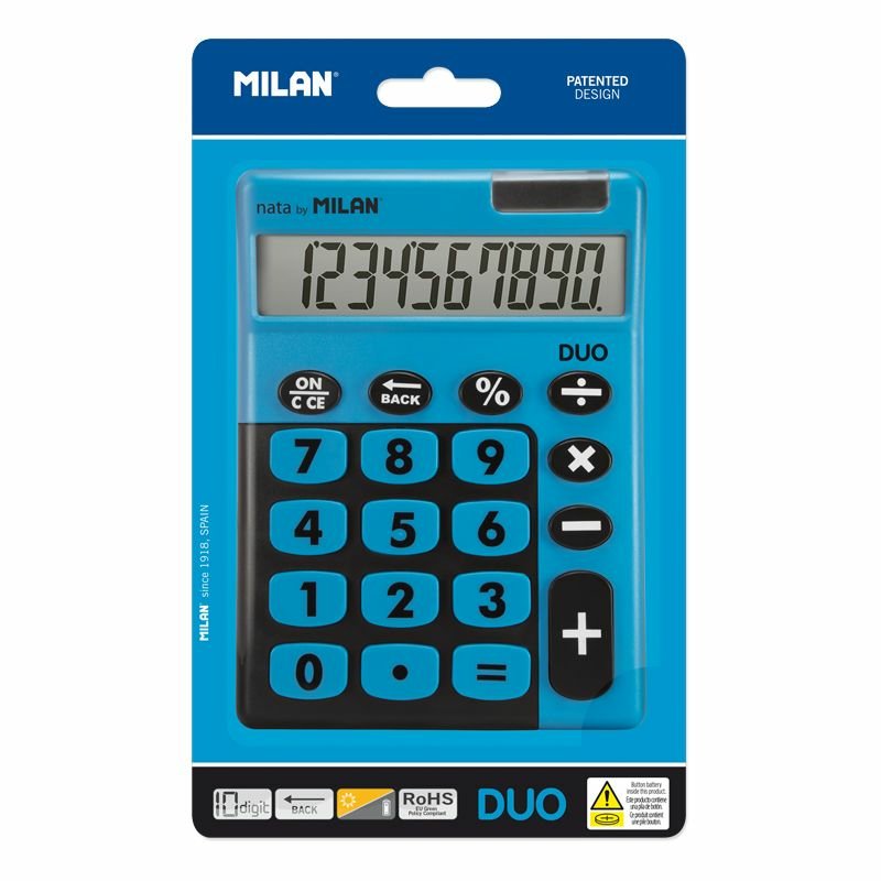 Milan Calculadora Touch Duo 10 Digitos Dual Blister Azul