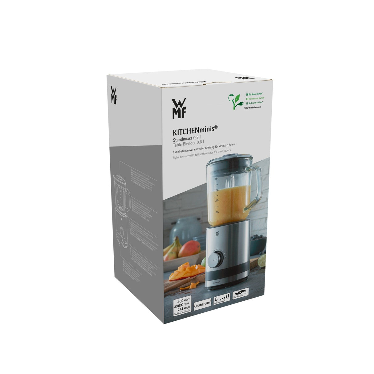 Batidora De Vaso Wmf Kitchenminis 0416490011 0,8 L  400 W Negro, Acero Inoxidable, Transparente